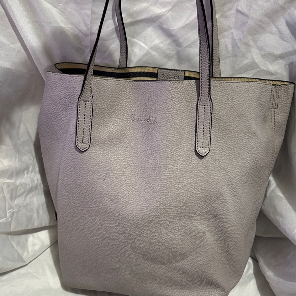 Soft Gray Leather Splendid Tote Bag
